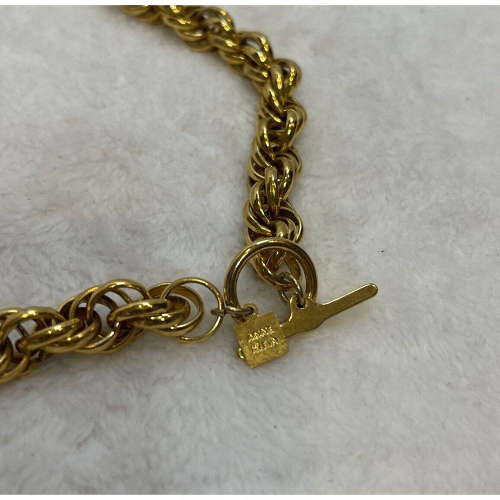 Vintage Classic Anne Klein Logo Couture￼Super Chunky Gold Link Necklace 22” - Picture 5 of 8